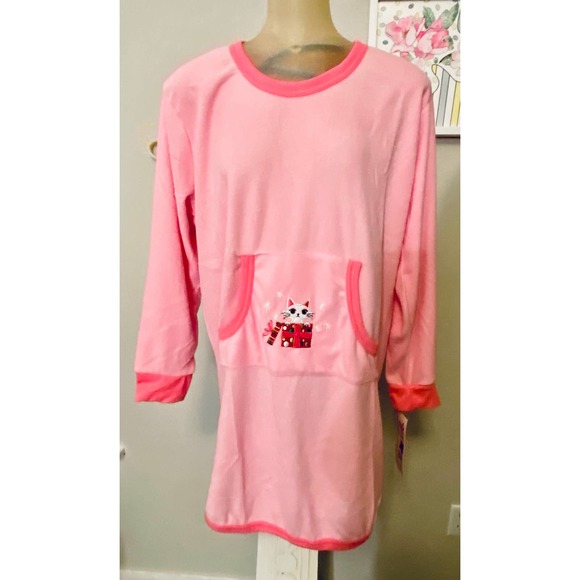 Yikes! Pink Fleece Holiday Kitten Nightgown - Picture 2 of 9